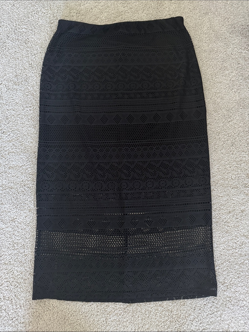 White House Black Market Black Crochet Pencil Skirt